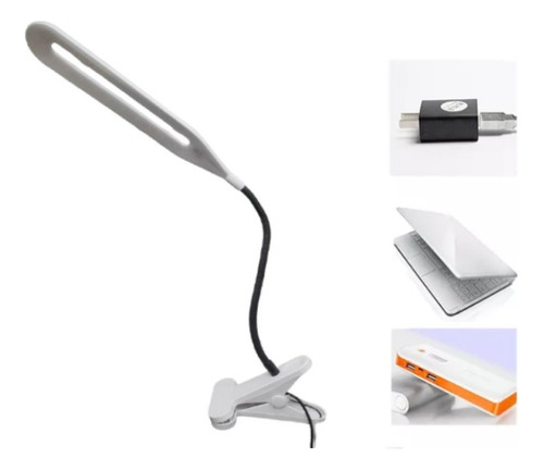 Lampara Velador Led Con Pinza Flexible Escritorio Manicuria