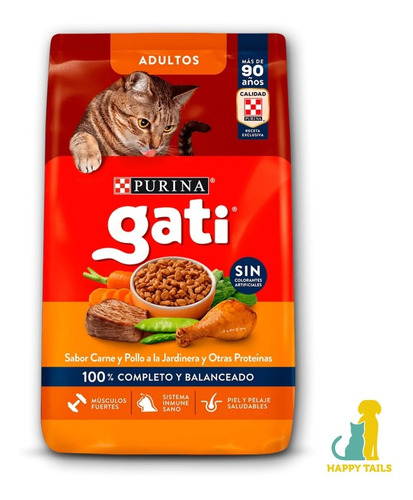 Gati Gato Adulto Sabor Carne Y Pollo X 15 Kg - Happy Tails