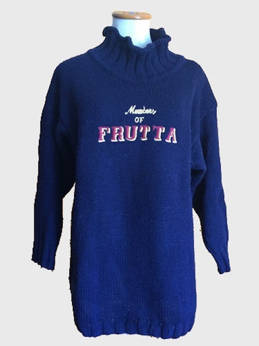 Sweater Pullover Cuello Alto Azul De Lana Members Of Frutta