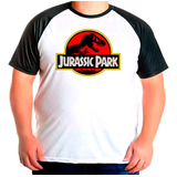 Camiseta Raglan Plus Size 1 Jurassic Park Logo Trex