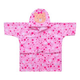 Roupão Bebê Estampado Capuz Ursinha Rosa Estrela Rosa Bambi