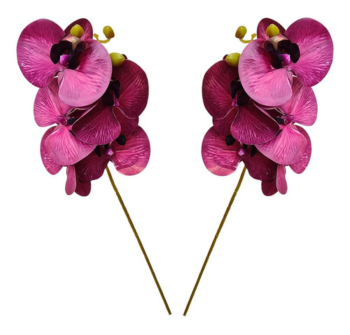 Kit 2 Orquídeas Artificiais Flores Para Arranjo Decorativo