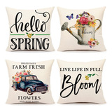 Juego De 4 Fundas De Almohada Spring Decor Decorati De 18 X