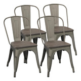 Yaheetech Sillas De Comedor De Metal Con Asiento De Madera