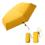 Guarda Chuva Bolsa Mini Cápsula De Bolso Portátil Anti-uv Cor Amarelo