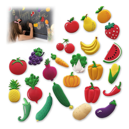 24 Piezas Imanes Refrigerador Decorativo De Frutas,verduras