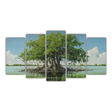 200x100cm Set 5 Cuadros Tela Canvas Mangrove Tree Abstract P