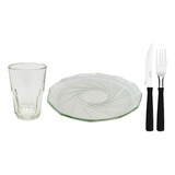 Set Platos Playos Vasos Vidrio Mas Cubiertos Tramontina 48pz