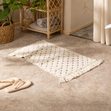 Alfombra De Baño Rectangular Caminos Cruzados Con Flecos