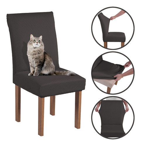 Capas Cadeira Jantar 4 Peças Spandex Anti Gato Matelada Luxo