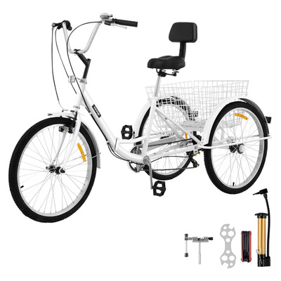 Vevor Triciclo Adultos 7 Velocidades Bicicleta 26 Pul Blanco | Meses sin interés