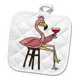 3drose 3d Rose Funny Pink Flamingo En Taburete De Bar Beber 