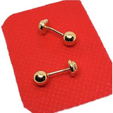 Par Aretes Topos Bola Dama Oro Laminado 18 K Rosca Seg 00528