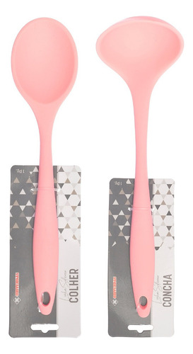 Kit 2 Peças De Utensílios Concha E Colher Rosa