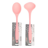 Kit 2 Peças De Utensílios Concha E Colher Rosa