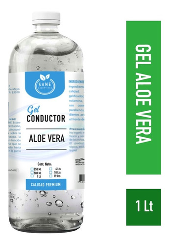 Gel Conductor Con Aloe Vera Facial Y Corporal 1 Litro Sane