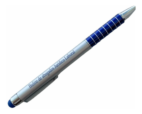 Pluma Grabada Touch Laser Azul Metalica Regalo Personalizado