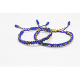 Nuevo Par Pulseras Azules Hilo Premium Artesanales B349