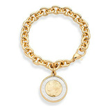 Miabella 18k Oro Sobre Bronce Italiano Genuino 500 Lira Char