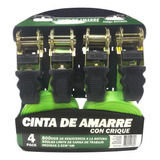 Kit X 4 Cinta Amarre Con Crique Norwing 800 Kgs Alta Calidad