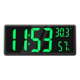 Reloj Led De Pared Grande Con Luz Verde, 41x17cm + Control