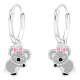 Aros Argollas De Koala Plata 925 Niña