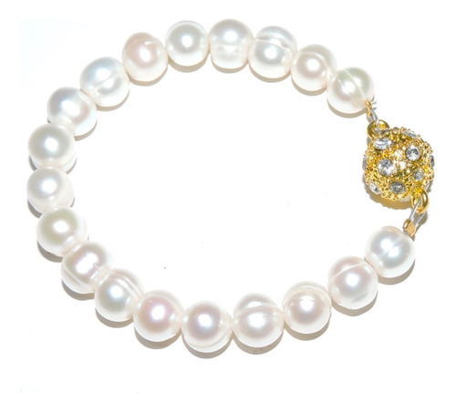 Pulsera Perla Cultivada 8 Mm Blanca Redondo 18 Cm