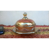 Antigua Dulcera Carnival Glass Con Cachadura Usable