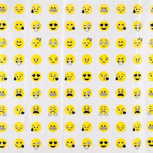 Cortina Baño Emoji Emoticon Moderna Diseño Original Ganchos