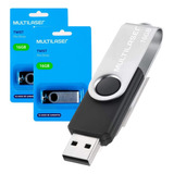 Kit 03 Pendrive Multilaser Pd588 16gb 2.0 Preto Prateado