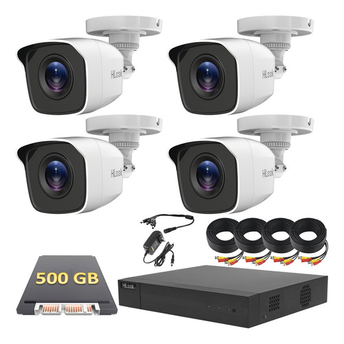Kit Video Vigilancia Hilook 4 Camaras 1080p 2 Mp 500 Gb