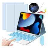Funda Teclado Mouse Lapiz Para iPad 9ª/8ª/7ª Gen 10.2'' Azul