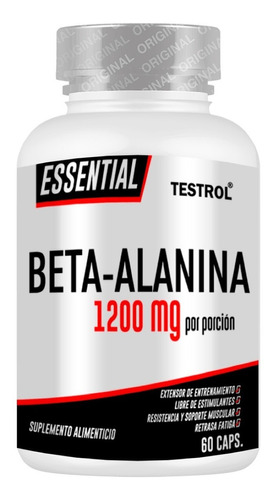 Beta-alanina 1200 Mg | Testrol | Essential | 60 Caps Sin Sabor