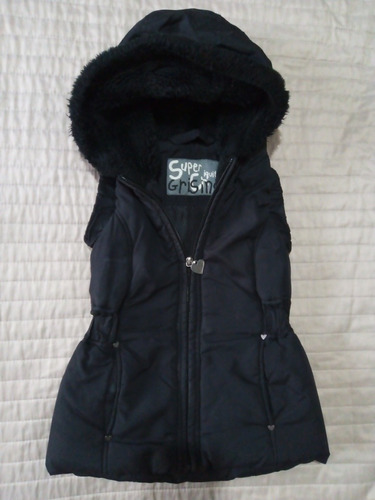 Campera Chaleco D Nena Grisino Negra Con Capucha T 1/3 Anos!