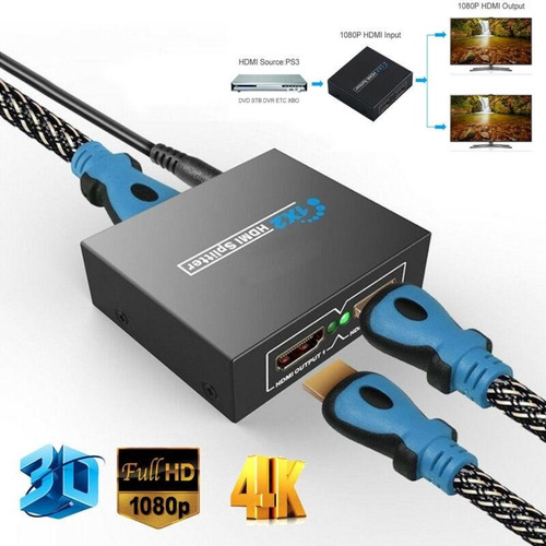 Splitter Hdmi Doble 1x2 3d 1080p 