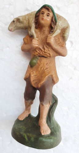 B. Antigo - Pastor Figura Presépio Alemão Papel Machê 8,4 Cm