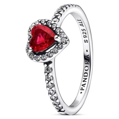 Pandora Anillo Corazón Elevado Rojo + Kit De Regalo