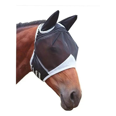 Máscara Anti-moscas Para Caballo Con Orejas L Negro Negro