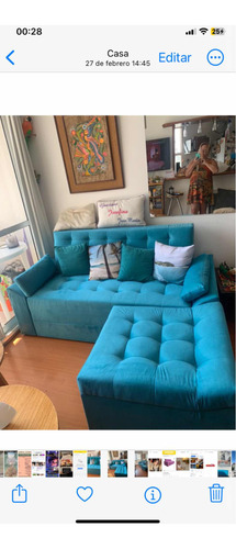 Sofa Cama Casi Nuevo Dos Mesescolor Turquesa Muy Comodo