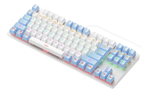 Lindo Eje Azul 87 Teclas Teclado Para Juegos Con Cable