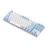 Lindo Eje Azul 87 Teclas Teclado Para Juegos Con Cable