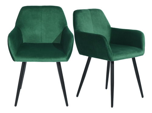 Set 2 Sillones Eames Tapizados Vintage Silla Sala Brazos Color De La Estructura De La Silla Negro Color Del Asiento Verde