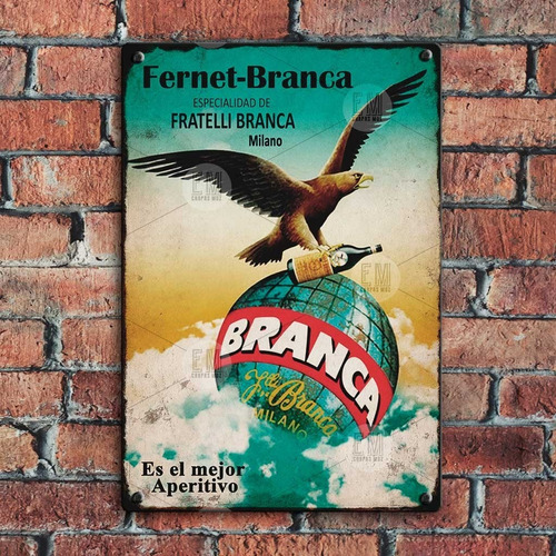 Cartel Antiguo Fernet Branca Retro Bebida Deco Quincho 20x30