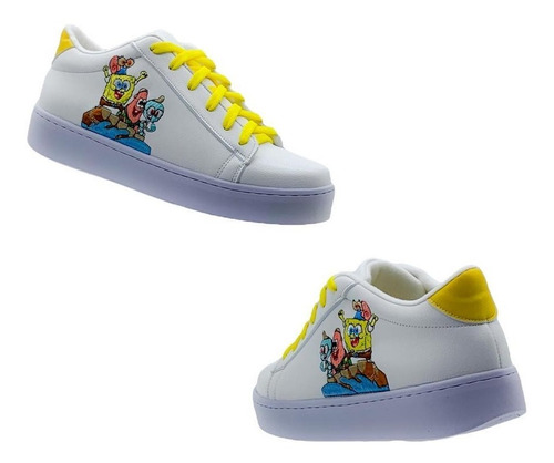 Tenis Para Niños Hombre Juvenil Bordado Bob Esponja Y Amigos