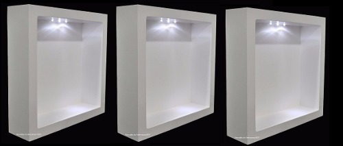 Trio Nicho Quadrado Duplo Pintado C Led 40x40x10 Mdf Madeira