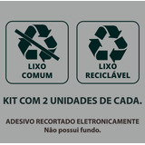 Kit 2 Adesivo Lixo Reciclável + 2 Comum 15x15cm Sem Fundo