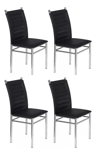 Kit 4 Cadeiras De Jantar Tókio Aço/ Tecido Couro Sintético