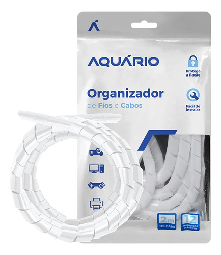 Organizador De Fios Cabos 2m Espiral 12mm C/ 2 Metros Branco