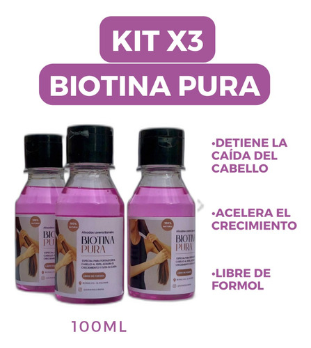 Biotina Pura Para Caída Del Cabello Kit X3 - Envío Gratis