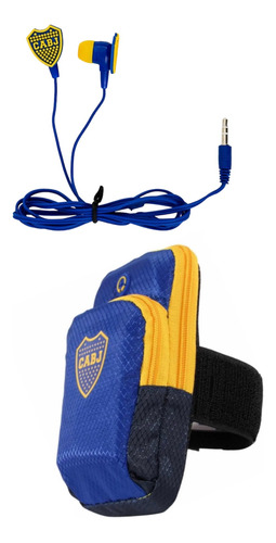 Combo Auriculares + Brazalete Porta Celular Boca Juniors